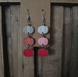 Halloween Pumpkin Wooden Earrings